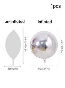 1入組22英寸銀4D小氣球,大圓形金屬質感銀滌綸膜小氣球,圓形金屬質感銀滌綸膜小氣球