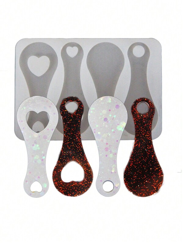 1pc Simple Style Token Resin Diy Keychain Pendant With Mirror Mold