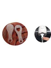 1pc Simple Style Token Resin Diy Keychain Pendant With Mirror Mold - White - View 4