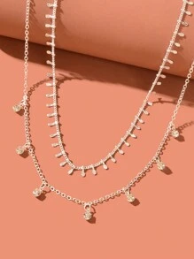 2 piezas Collar con diseño de diamante de imitación