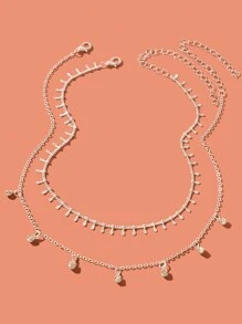 2 piezas Collar con diseño de diamante de imitación