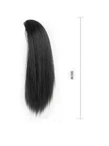 12英寸夾式短高馬尾直髮,自然黑色高馬尾髮片,適用於女性日常穿著時尚馬尾假髮 - 黑色 - 查看 2