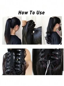 Synthetic Straight Long Ponytail Extension Hairpiece - Dark Brown - View 8