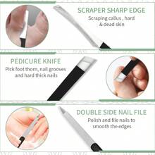 Ingrown Toenail Correction Tool Set, 6pcs Kit Including Nail File, Nail Lifter, Nail Pusher, Professional Sharp Blade, Suitable For Nail Care - Black - View 5