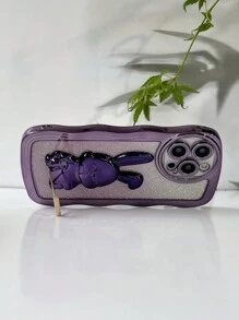 Ốp Điện Thoại Di Động Hình Thỏ Chống Rơi Mạ Điện + Mạ Toàn Bộ Thẻ Dính Lấp Lánh Và Giá Đỡ Ẩn, Tương Thích Với IPhone, Samsung, Xiaomi, Oppo, Vivo, Chuanyin, Tương Thích Với IPhone 11/12/13/14/15promax, Samsung S22 /23/24+UA04/A05/A14/A15/A24/A25/A34/A54S, Xiaomi OPPO VIVO Redmi13c+ Tương thích với Bộ ốp điện thoại hoàn chỉnh Moto Gredmi NOTE13c/12/11PRO - Màu tím - Xem 8