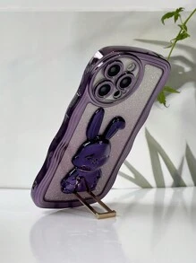 Ốp Điện Thoại Di Động Hình Thỏ Chống Rơi Mạ Điện + Mạ Toàn Bộ Thẻ Dính Lấp Lánh Và Giá Đỡ Ẩn, Tương Thích Với IPhone, Samsung, Xiaomi, Oppo, Vivo, Chuanyin, Tương Thích Với IPhone 11/12/13/14/15promax, Samsung S22 /23/24+UA04/A05/A14/A15/A24/A25/A34/A54S, Xiaomi OPPO VIVO Redmi13c+ Tương thích với Bộ ốp điện thoại hoàn chỉnh Moto Gredmi NOTE13c/12/11PRO - Màu tím - Xem 1