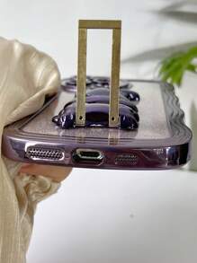 Ốp Điện Thoại Di Động Hình Thỏ Chống Rơi Mạ Điện + Mạ Toàn Bộ Thẻ Dính Lấp Lánh Và Giá Đỡ Ẩn, Tương Thích Với IPhone, Samsung, Xiaomi, Oppo, Vivo, Chuanyin, Tương Thích Với IPhone 11/12/13/14/15promax, Samsung S22 /23/24+UA04/A05/A14/A15/A24/A25/A34/A54S, Xiaomi OPPO VIVO Redmi13c+ Tương thích với Bộ ốp điện thoại hoàn chỉnh Moto Gredmi NOTE13c/12/11PRO - Màu tím - Xem 6