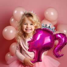 2pcs Pink Princess Aluminum Foil Balloon, Tiara Themed Balloon For Party Decorations, Photo Booth Backdrop, Birthday Supplies, Christmas - Multicolor - View 6