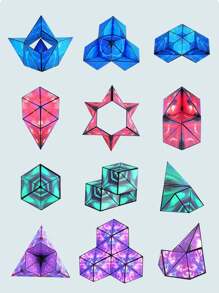 1 pieza 3d cubo ( de color al azar ) geométrico espacio tridimensional descomprimiendo Juguete - Morado - Ver 2