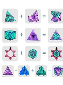 1 pieza 3d cubo ( de color al azar ) geométrico espacio tridimensional descomprimiendo Juguete - Morado - Ver 3