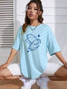 Plus Size T-shirts - 淺藍色 - 查看 2