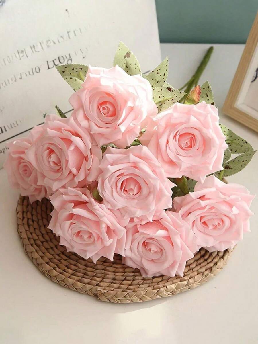 9/18/36 Heads Roses Artificial Silk Flowers, Fake Roses With Long Stems Realistic Faux Rose Bouquets For Wedding Decorations Bridal Shower Centerpieces Floral Arrangements Party Home Table Decor For Wedding Decoration, Valentine'S Day Decor, Birthday Decor, Anniversary Decor, Holiday Decor, Graduation Decoration, Party Decor Supplies Spring Flowers, Spring Decorations For Home - 咖啡棕 - 查看 1