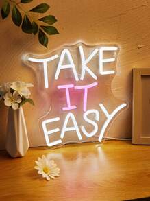 1入take It Easy形狀的led霓虹燈牆壁霓虹燈,usb供電霓虹燈,適用於臥室婚禮派對裝飾燈 - 彩色 - 查看 1