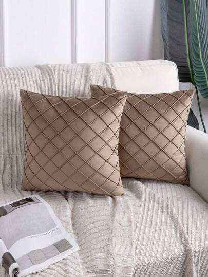 adet kimyasal elyaf minder örtüsü dolgu olmadan, Modern ekose jakarlı dekoratif kırlent kılıfı ev için