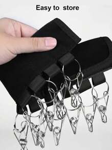 1入組帽子架，棒球帽收納架，帽夾，具掛鉤和綁帶的衣架式設計，可黏貼且便攜式，無需鑽孔即可儲存衣物和帽子，適用於家庭使用 - 黑色 - 查看 6