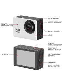 DV Action Camera, 1080P FULL H Underwater Camera Camcorder - Multicolor - View 6