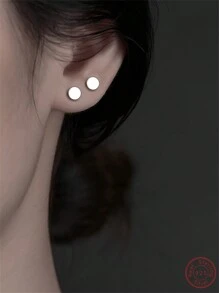 1對女式實心925純銀5mm圓形耳釘,適用於日常、約會、派對、婚禮、旅行、通勤、海灘穿著,適用於女友、母親、老師、朋友、同學等送禮