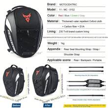 MOTOCENTRIC Waterproof Motorcycle Tail Bag Multi-functional Durable Rear Seat Bag 37L High Capacity Rider Helmet Backpack - Grey - View 6