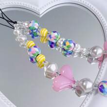 1pc Millennial Style Acrylic Heart Shaped Decor Cell Phone Lanyard Suitable For Women's Daily Use - Multicolor - View 4