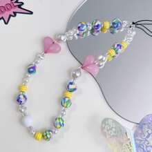 1pc Millennial Style Acrylic Heart Shaped Decor Cell Phone Lanyard Suitable For Women's Daily Use - Multicolor - View 5