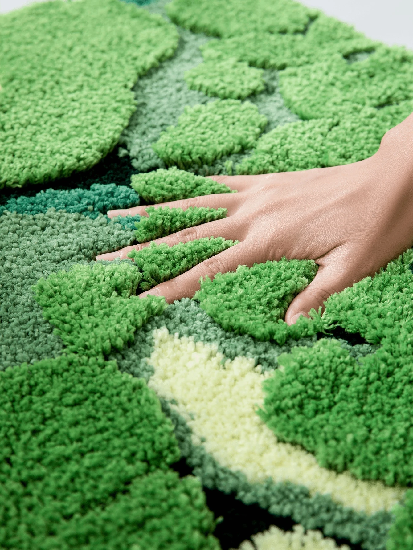 1pc 3d Cute Moss Green Bathroom Rug, Bohemian Aesthetics Leaf Bath/mat