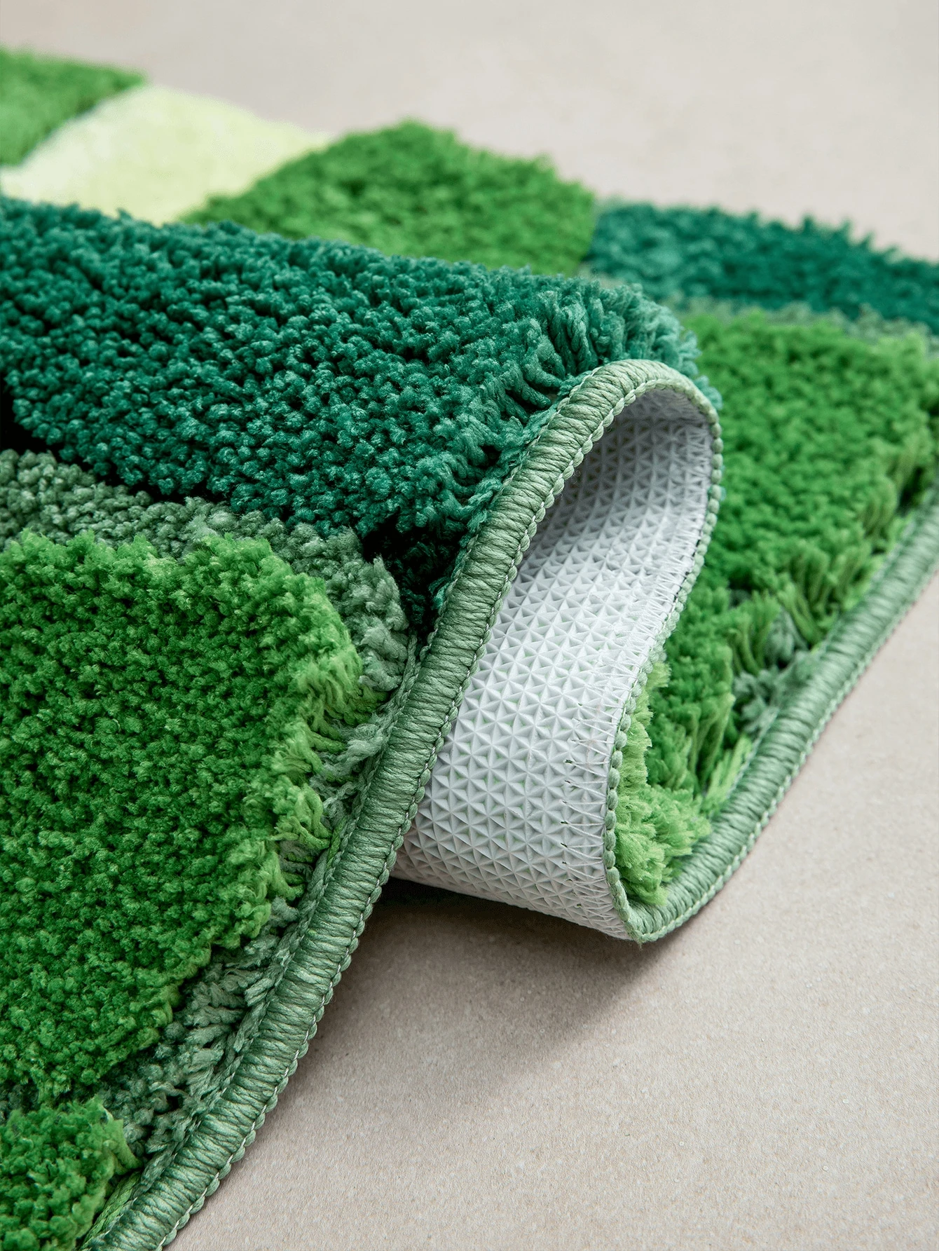 1pc 3d Cute Moss Green Bathroom Rug, Bohemian Aesthetics Leaf Bath/mat