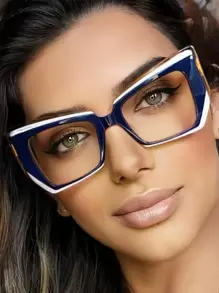 1pc/3pcs Stylish Polygonal TR90 Colorblock Artistic Women Eyeglasses - Multicolor - View 1