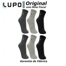 Kit com 6 Pares de Meias Lupo Sport Cano Médio em Algodão - Cinza - Visão 2