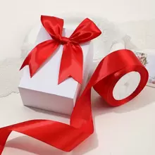 1pc 25 Yards/Roll Satin Ribbon , Diy Rose Flower Material Silk Satin Ribbon Decoration Cake Gift Wrapping Webbing Wedding Party Bow Ribbon - Red - View 5