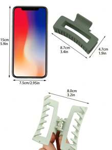 2pcs/Set Avocado Green Ombre Design Hair Claw Clips In Simple Style, Suitable For Thick & Curly Hair Casual Hair Jaw Clip Hair Clamps Hair Clutch Hair Catcher Clip, School Stuff, College Fall Winter Hair Clip Hair Accessories For Women For Vacation Outfits Woman - Multicolor - View 5