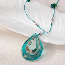 1個女性用淚滴形吊墜項鍊,個性化和時尚的珠寶首飾,度假風格禮物 - 米色 - 查看 5