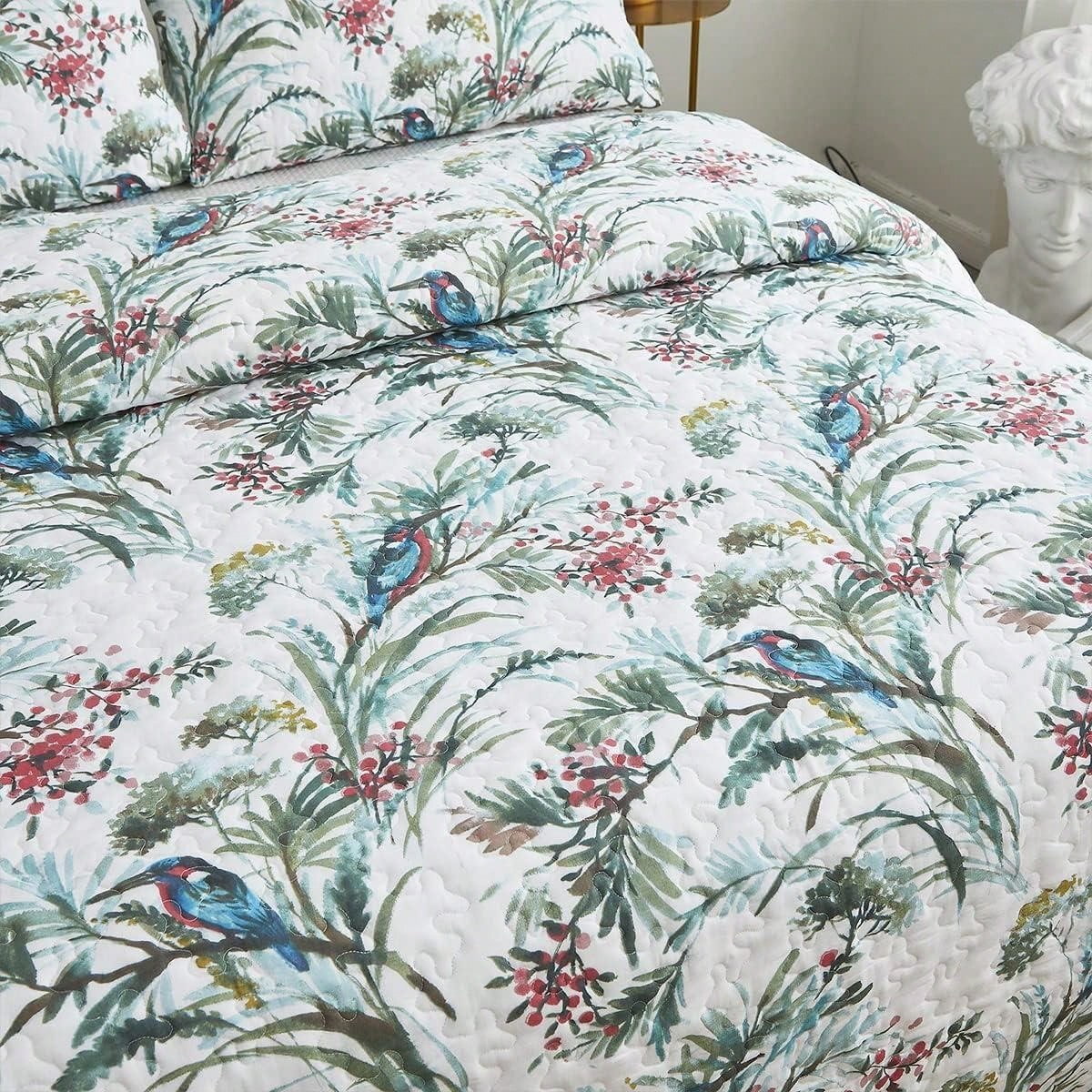 Brandream Print Quilt Set Cotton Birds Bedding Hummingbirds Quilted