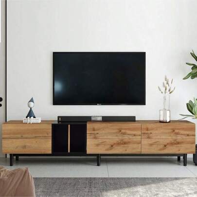 MERAX Modern TV Stand For 80'' TV With 3 Doors, Media Console Table, Entertainment Center With Large Storage Cabinet For Living Room, Bedroom