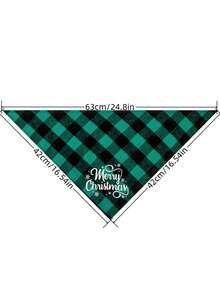 1入組寵物斜紋領巾三角圍兜,聖誕主題且印有卡通麋鹿、聖誕老人、雪人圖案,適用於狗、小狗配飾和口水巾 - 綠色 - 查看 3