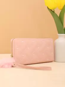 New Women's 2023 Summer Indentation Medium Clutch Bag Fashion Love Change Mobile Phone Bag Women's Hot Pink For Women Wallet Purse Wallet Long Wallet