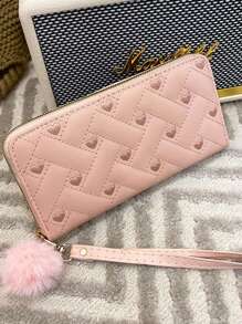 New Women's 2023 Summer Indentation Medium Clutch Bag Fashion Love Change Mobile Phone Bag Women's Hot Pink For Women Wallet Purse Wallet Long Wallet