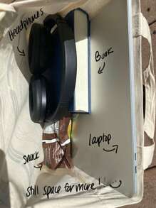 VOESETO 1 Pc Letter Print Canvas Tote Bag Gift For Book Lover - White - View 7