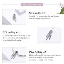 WOSTU 1入組925純銀生命之樹捕夢器吊飾彩色珠子羽毛吊墜適用於原創DIY手鏈珠寶 - 銀色 - 查看 8