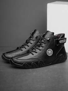 Clohoo 品牌版手工縫製章魚設計男士短靴和高筒皮革切爾西靴 - 黑色 - 查看 5