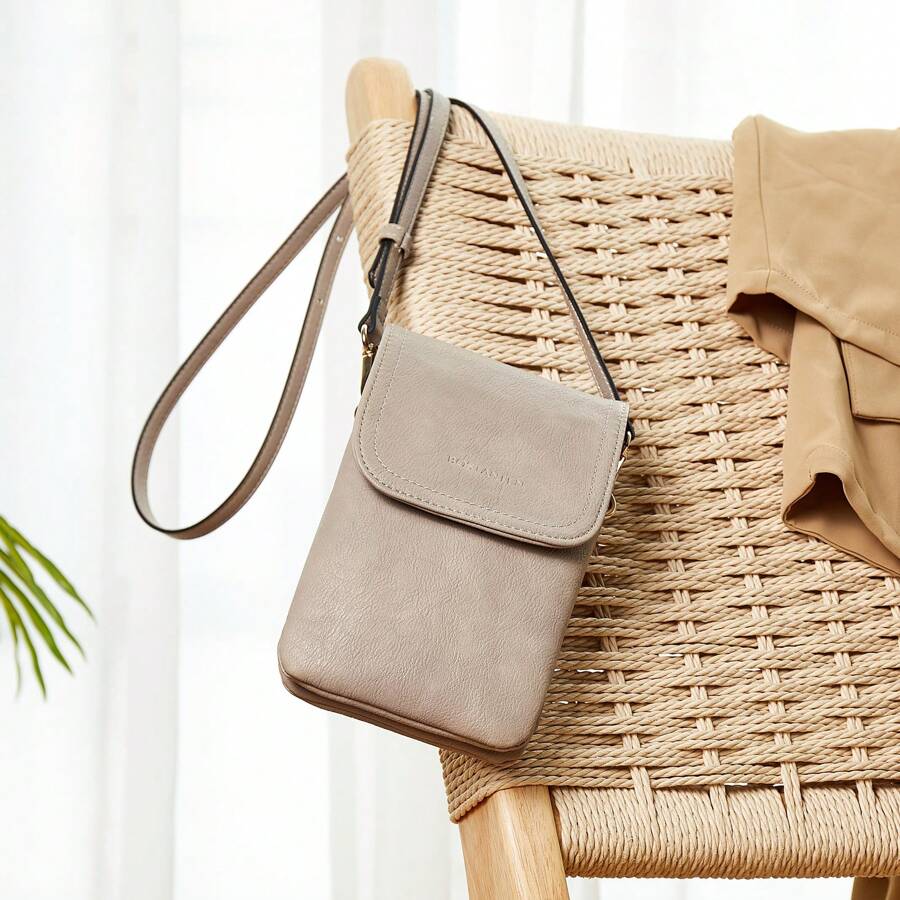 BOSTANTEN Leather Small Crossbody Bags for Women Designer Cell Phone Bag Wallet Purses Adjustable Strap - 灰色 - 查看 1