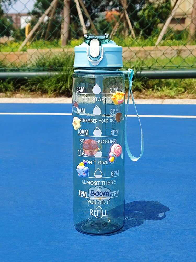Borraccia Sportiva 2L Con Cannuccia E Indicatore Del Tempo - Per Palestra E Viaggio, Grande