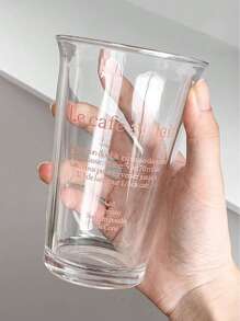 1只粉紅色玻璃杯,附有字母印刷,適用於咖啡、牛奶、果汁等飲品 - 粉色 - 查看 1