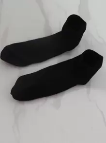 1/5/10/15/20/30雙黑白女款短襪，春夏純色休閒吸汗中筒襪，中性日常穿搭時尚百搭襪，適合四季與各種節日 - 黑色 - 查看 5
