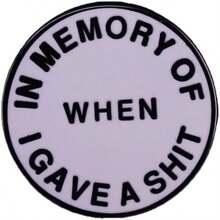 搞笑琺瑯字母別針圓形鈕扣胸針合適的適用於夾克,帽子,帆布包 - 黑與白 - 查看 1