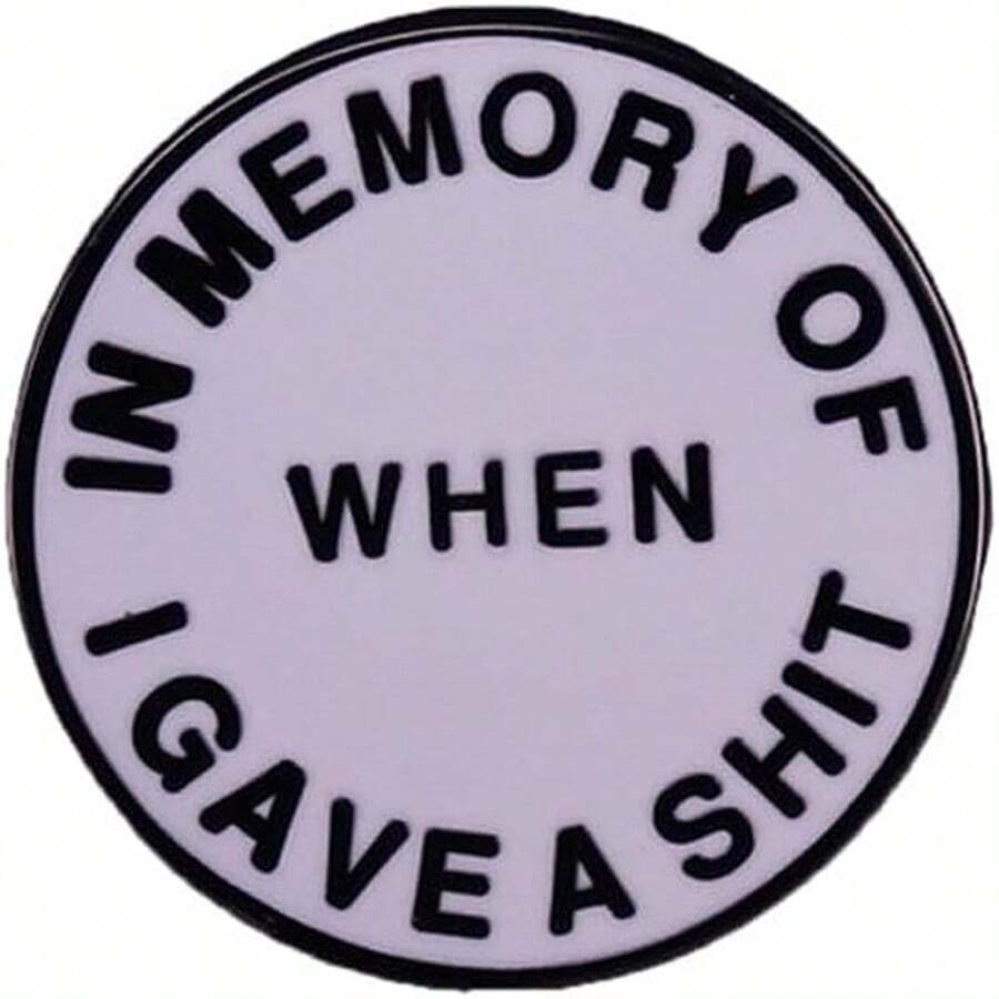 搞笑琺瑯字母別針圓形鈕扣胸針合適的適用於夾克,帽子,帆布包 - 黑與白 - 查看 1