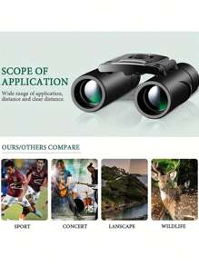 500X25 Portable Hd Zoom 5000M/50000M Binoculars, High Power 10X Compact Binoculars With Center Focus, Portable Folding Monocular For Outdoor Enthusiasts, 22mm Objective Lens, BAK4 Prisms, Rubber Material, Hunting, Outdoor Activities, Travel, And Concerts