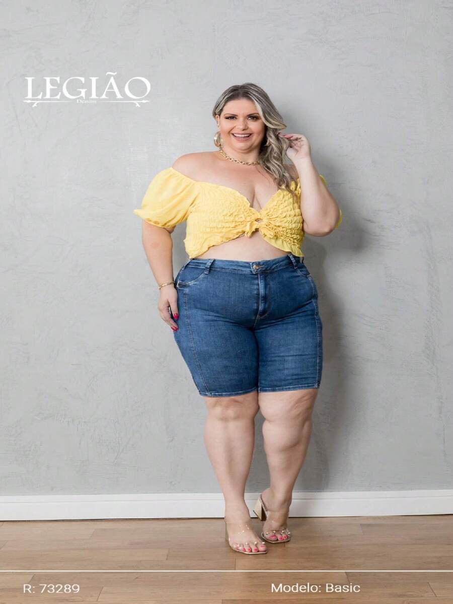 Women Denim Shorts - 藍色 - 查看 1