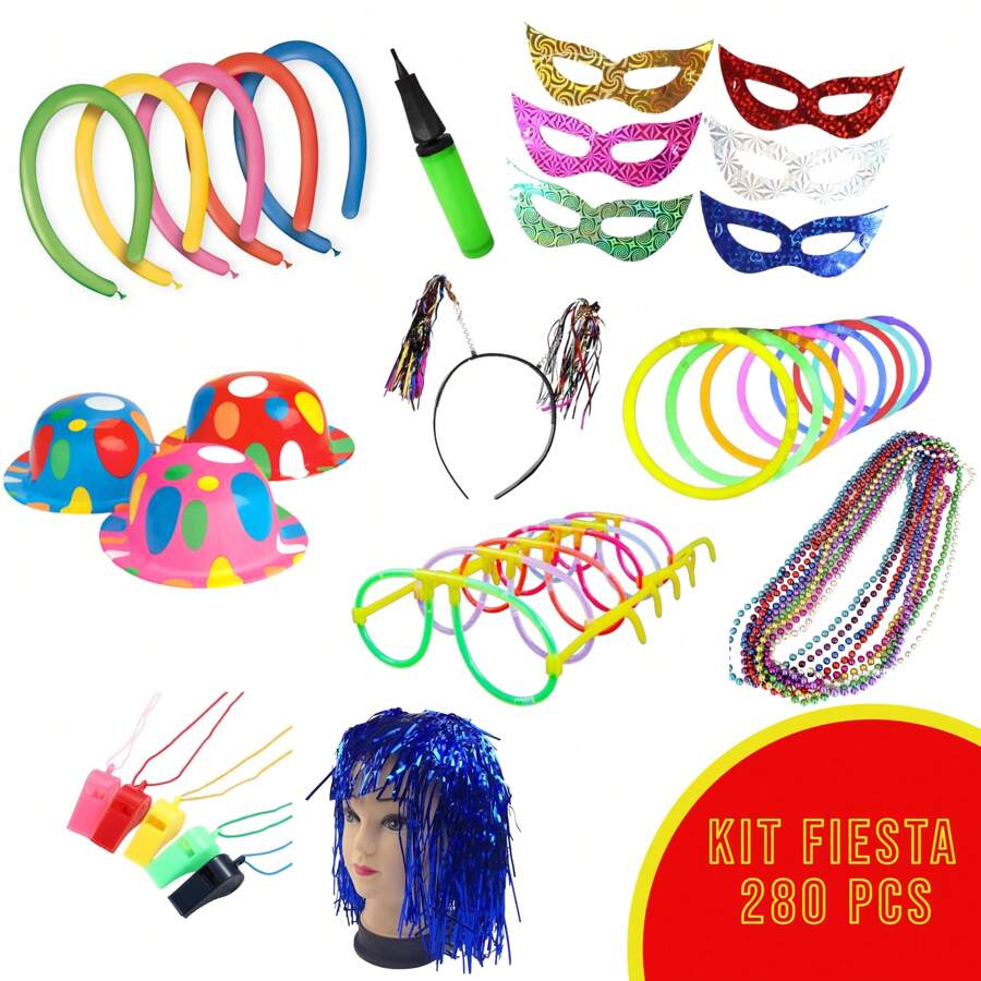 kit de batucada con 280 piezas para fiestas, celebración, bodas, cumpleaños, despedida de soltera, graduación. - Multicolor - Ver 1