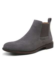 SHOESMALL Men's Chelsea Boots Simple Style Boots British Retro Short Grey Boots For Men Casual Suede Fall Ankle Boots - AMY650A-grey suede - View 3