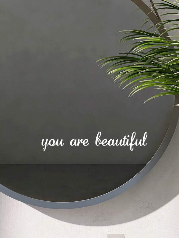 1pc English Slogan Mirror Sticker Quote Design Sticker Best For Wall Decor, Living Room Decor, Stickers, Wall Decal, Vinly Decal For Home Decorations, Spring Decoration Items Refesh Your Home, Rama Decoration Stickers